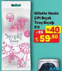 GİLLETTE VENÜS ÇİFT BIÇAK TIRAŞ BIÇAĞI 5'Lİ